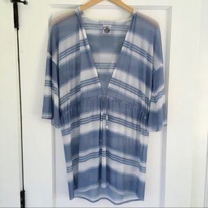 Chaser Swim Coverup Blue Striped Hoodie